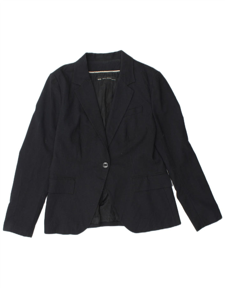ZARA Womens 1 Button Blazer Jacket EU 44 XL Navy Blue