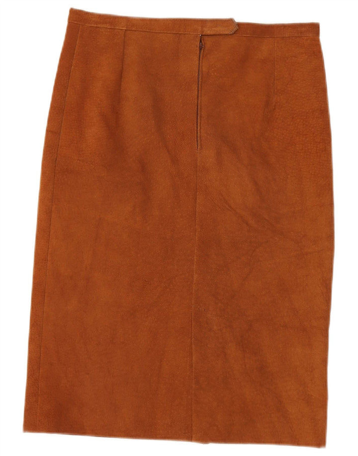Vintage Womens Suede Straight Skirt W30 Medium Brown