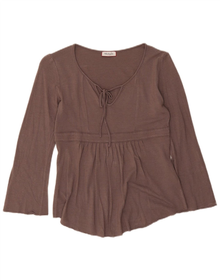 Max & Co. Womens Top 3/4 Sleeve UK 12 Medium Brown Viscose