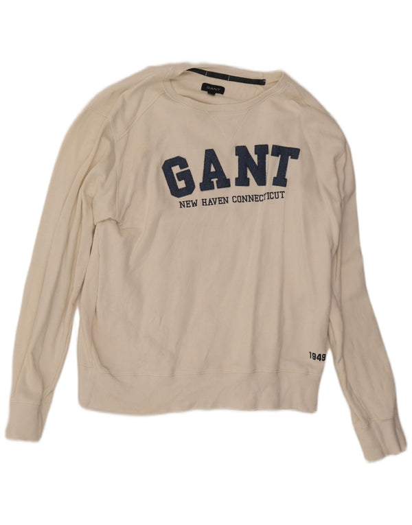 Gant Felpa grafica da uomo Maglione XL Cotone bianco