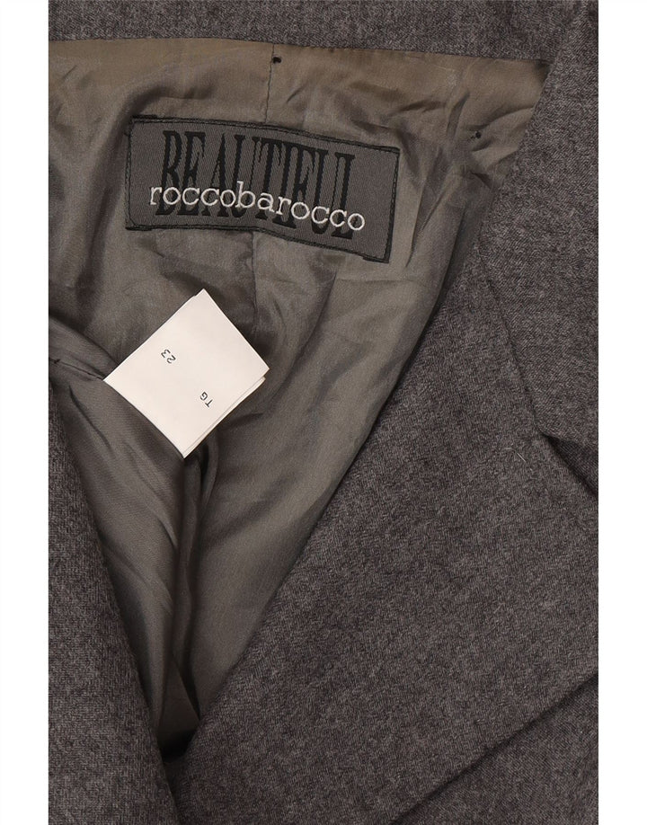 ROCCOBAROCCO Womens 3 Button Blazer Jacket UK 18 XL Grey Virgin Wool Vintage Roccobarocco and Second-Hand Roccobarocco from Messina Hembry 