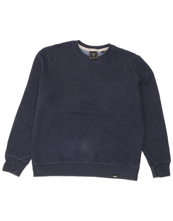 Superdry Womens Loose Fit Sweatshirt Jumper UK 12 Medium Navy Blue Cotton