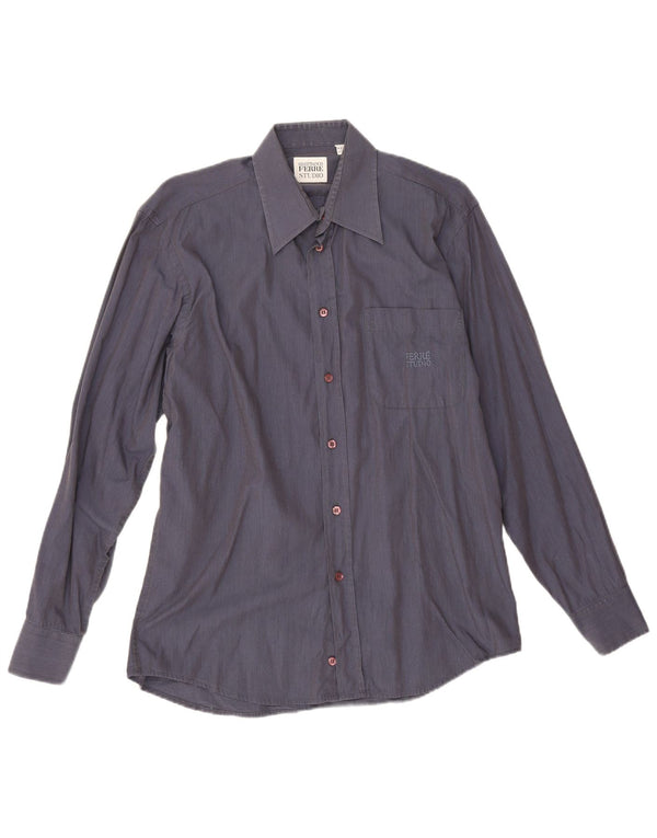 Gianfranco Ferre Mens Shirt Size 39 15 1/2 Medium Navy Blue Cotton