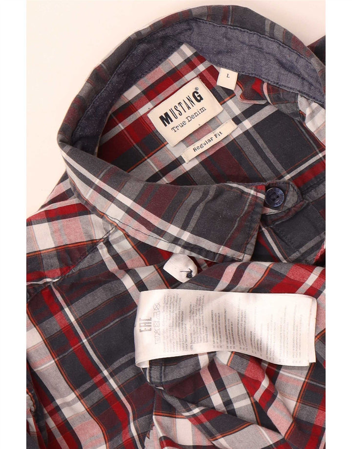 Mustang Chemise coupe classique pour homme en coton à carreaux bleus