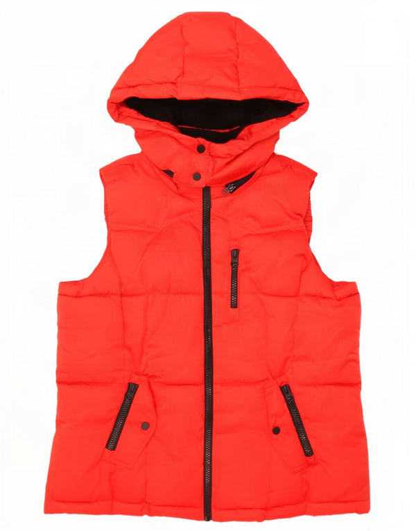 Colete acolchoado com capuz feminino Marks & Spencer UK 18 XL poliéster vermelho