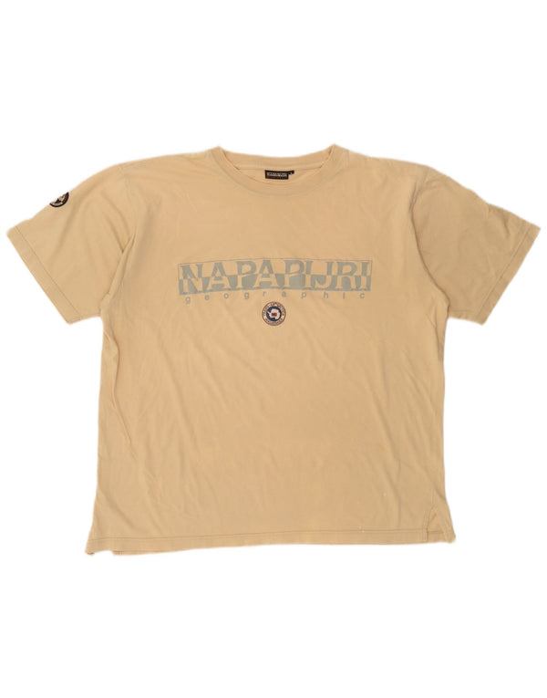 T-shirt grafica da uomo Napapijri Top grande in cotone beige