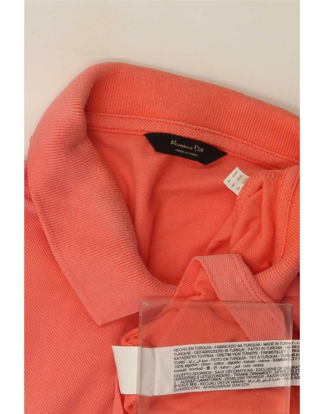 Massimo Dutti Mens Polo Shirt Medium Orange Cotton