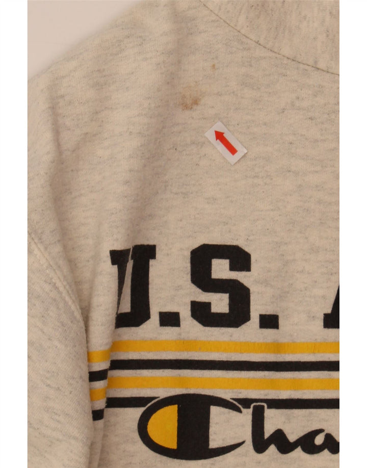 CHAMPION Mens Graphic Hoodie Jumper XS Beige Cotton Vintage Champion and Second-Hand Champion from Messina Hembry 