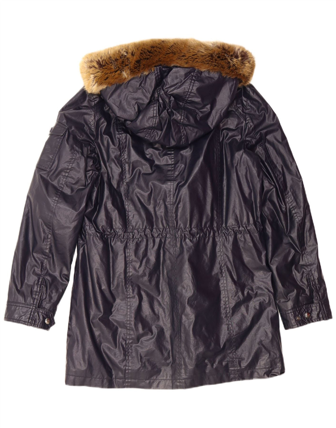CALVIN KLEIN Womens Hooded Parka Jacket UK 16 Large Navy Blue Polyester
