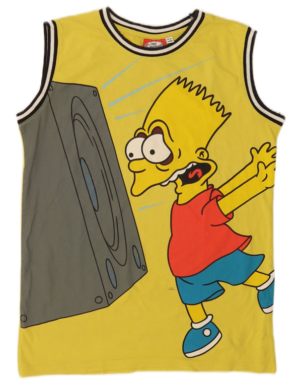 The Simpsons Boys Graphic Vest Top 13-14 Years Yellow Colourblock Cotton