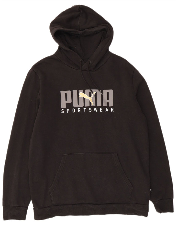 Puma Mens Graphic Hoodie Jumper Medium Black Cotton