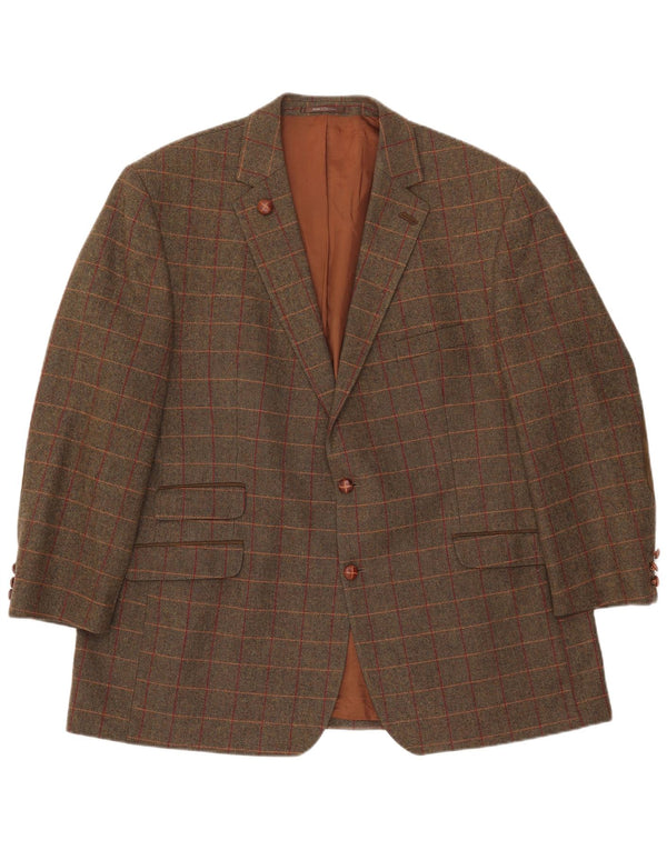Jaqueta blazer masculina vintage com 2 botões IT 54 2XL lã xadrez verde