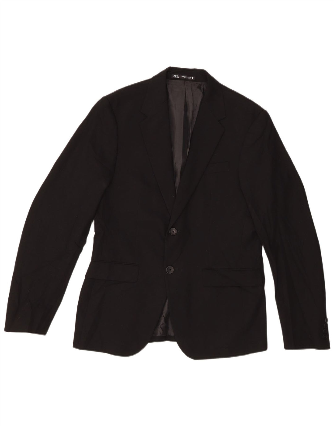 Zara Herre 2-knaps blazerjakke EU 48 Medium Sort viskose