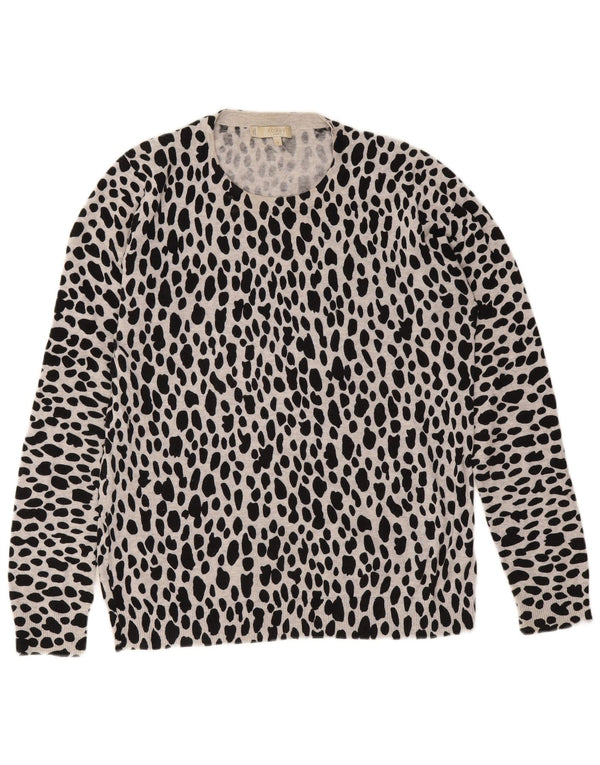 Maglione maglione girocollo da donna Hobbs UK 14 medio nero stampa animalier