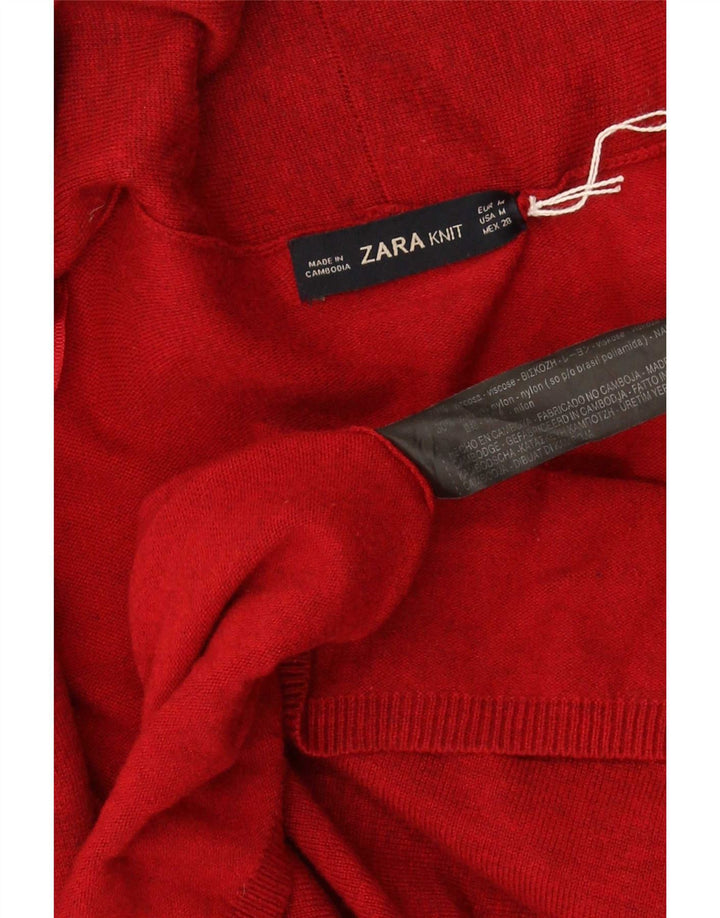 Zara Womens Cardigan Sweater UK 12 Medium Red Viscose