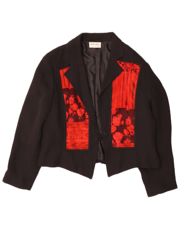 Dorette Womens Crop 1 Button Blazer Jacke IT 42 Medium Black Floral