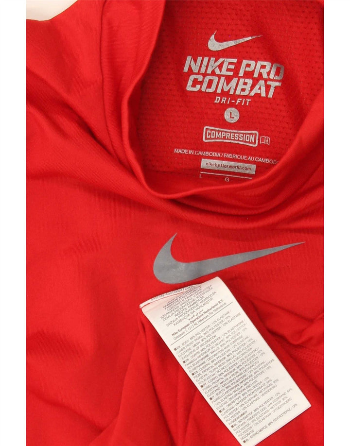 Nike Mens Dri Fit Top Long Sleeve Large Red Polyester