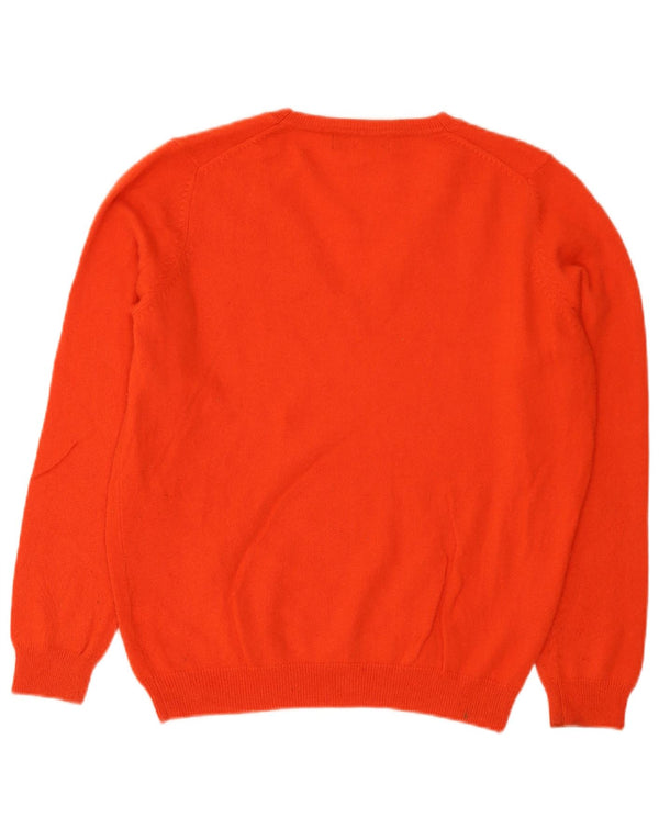 Marks & Spencer Womens V-Neck Jumper Sweater UK 16 Large Orange Cashmere