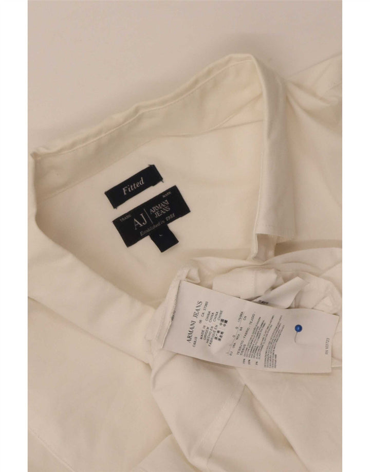 Camicia aderente da uomo Armani Jeans grande in cotone bianco