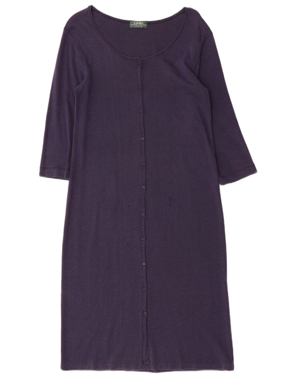 Ralph Lauren Dame Petite 3/4 ærmet Maxikjole UK 10 Small Navy Blue