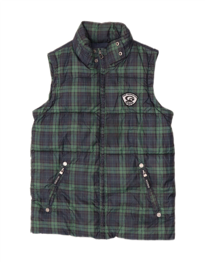 Geox Boys Padded Gilet 9-10 Years Green Check Polyester
