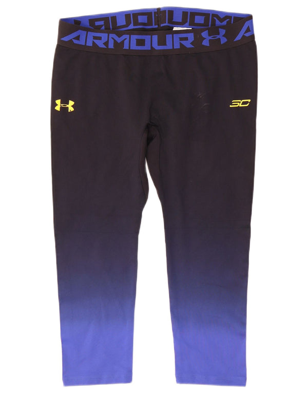 Under Armour Womens Heat Gear Crop Leggings UK 20 2XL Sort Colourblock