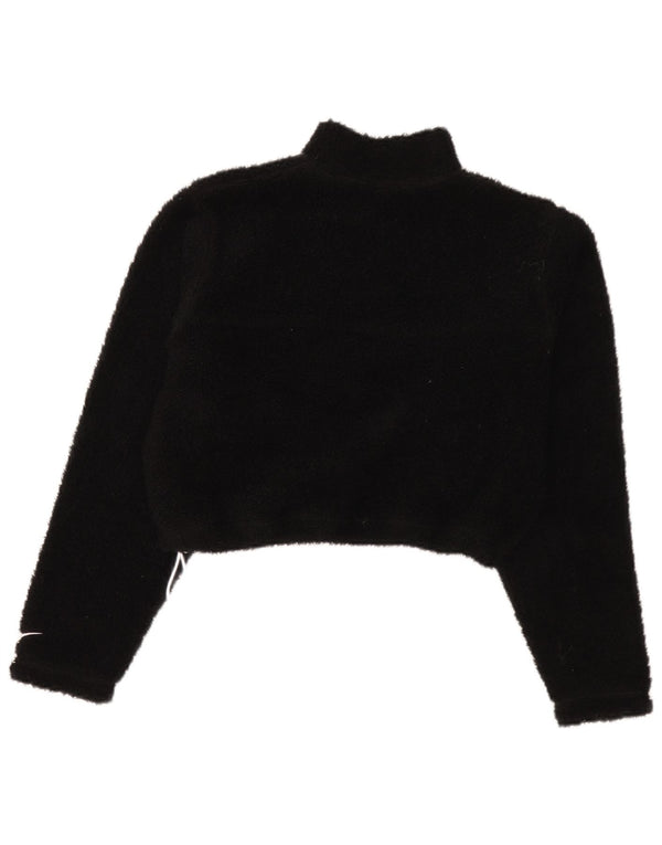 Nike Damen-Fleece-Pullover, übergroß, kurz geschnitten, mit Reißverschluss, UK 10, Größe S, Schwarz
