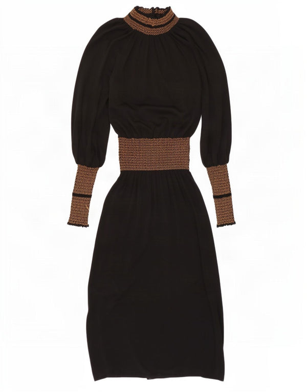 Zara Womens Long Sleeve Maxi Dress UK 12 Medium Black Colourblock Viscose