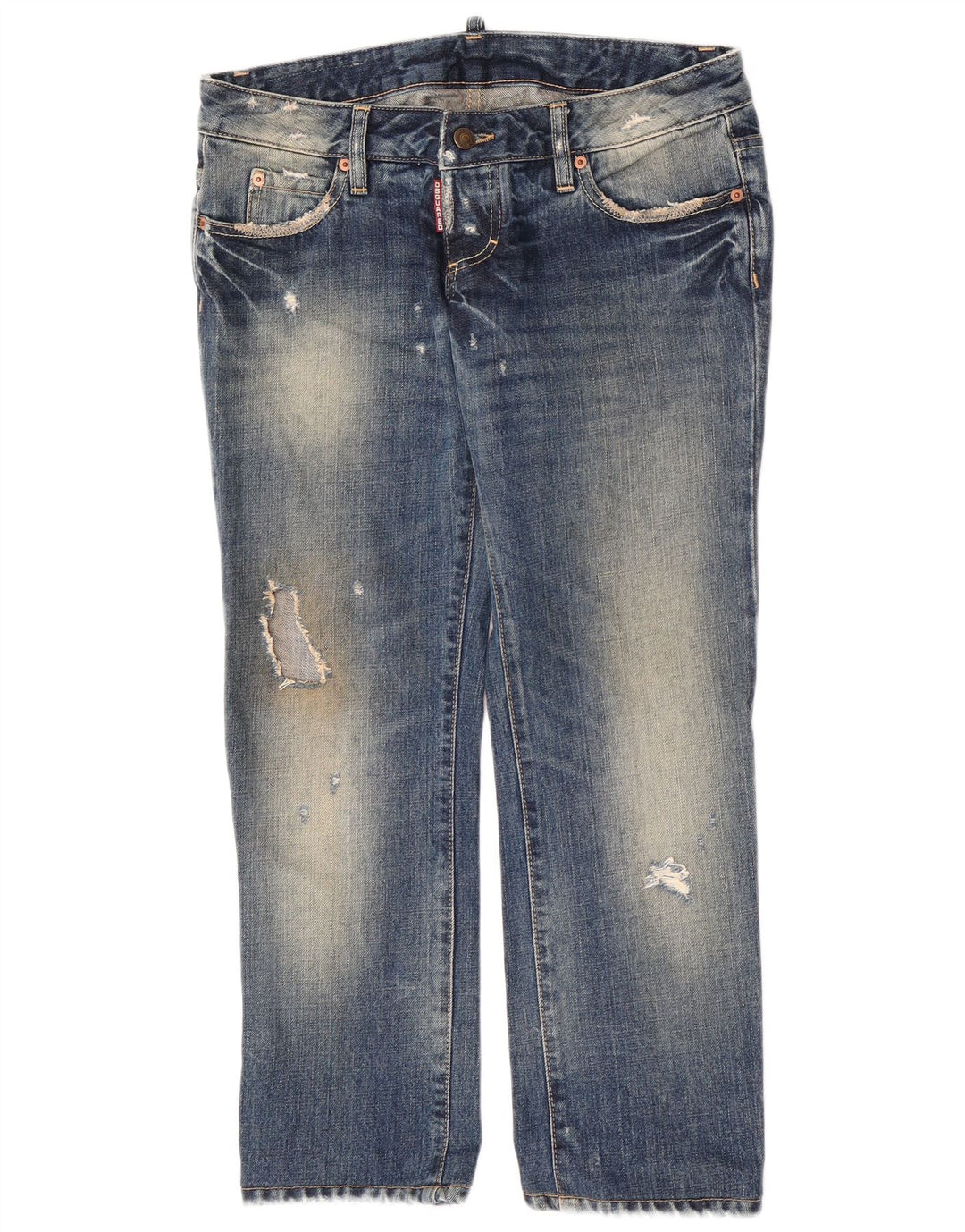 Dsquared Womens Distressed Straight Jeans IT 44 Medium W30 L27 Blue Cotton
