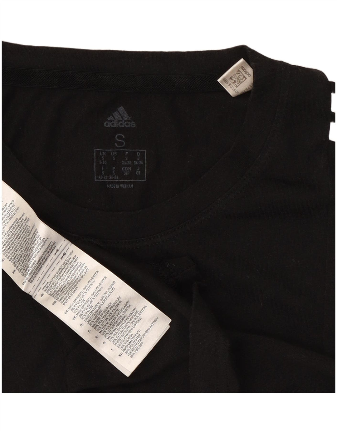Adidas Womens T-Shirt Top UK 8/10 Small Black Polyester