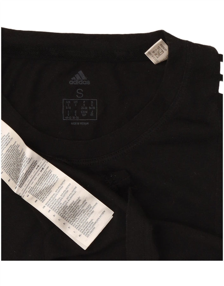 Adidas Womens T-Shirt Top UK 8/10 Small Black Polyester