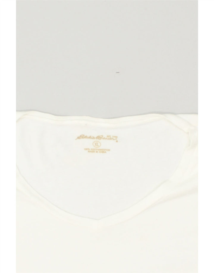 EDDIE BAUER Womens T-Shirt Top UK 18 XL Off White Cotton | Vintage Eddie Bauer | Thrift | Second-Hand Eddie Bauer | Used Clothing | Messina Hembry 