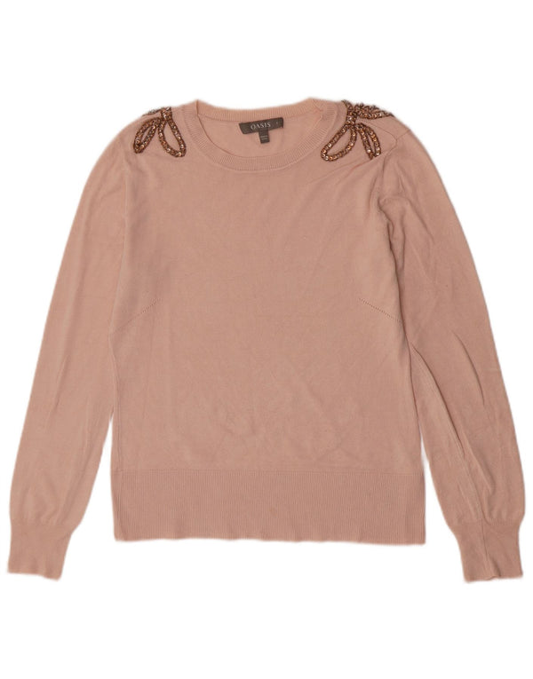 Oasis Pull col bateau pour femme UK 10 Petite Viscose Rose
