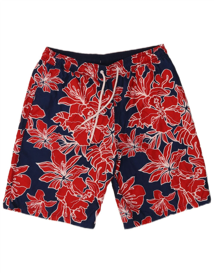 Marks & Spencer Mens Swimming Shorts Medium  Navy Blue Floral Polyester