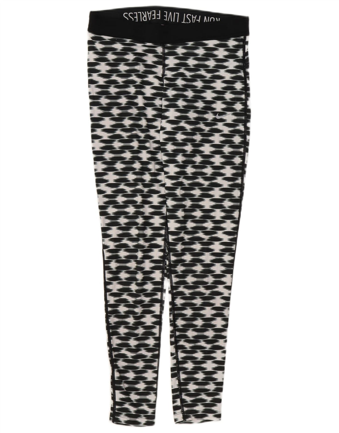 NIKE Womens Dri Fit Leggings UK 8 Small  Black Geometric Polyester
