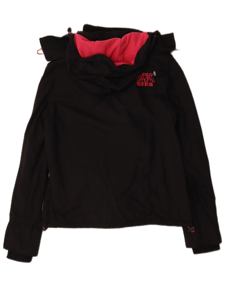 Superdry Womens Windcheater Hooded Windbreaker Jacket UK 14 Medium Black