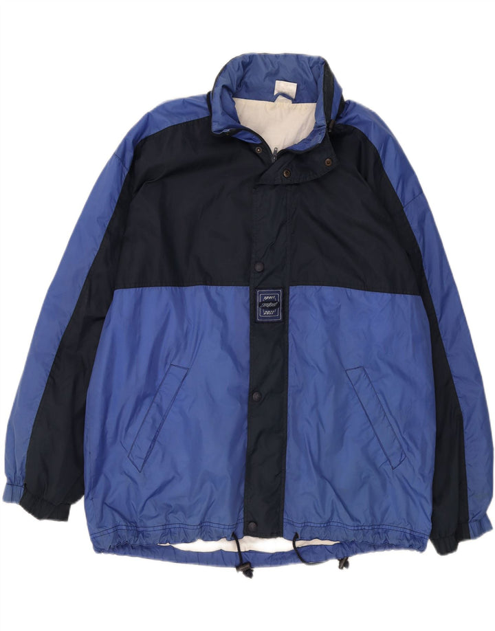 MARCEL CLAIR Mens Windbreaker Jacket XL Blue Colourblock Polyester Vintage Marcel Clair and Second-Hand Marcel Clair from Messina Hembry 