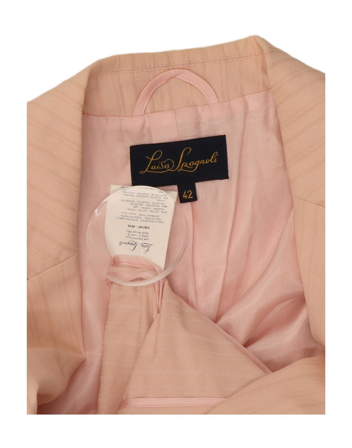 LUISA SPAGNOLI Womens 2 Button Blazer Jacket IT 42 Medium Pink Striped