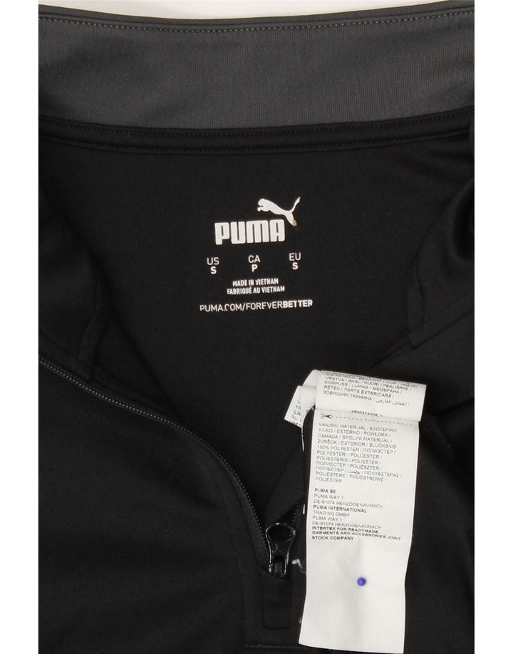Puma Herre Zip Neck Pullover Træningsdragt Top Lille Sort Colourblock Polyester