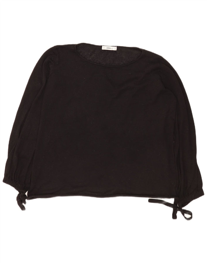Damski sweter oversize z dekoltem w łódkę Zara UK 10, mały, czarny poliester