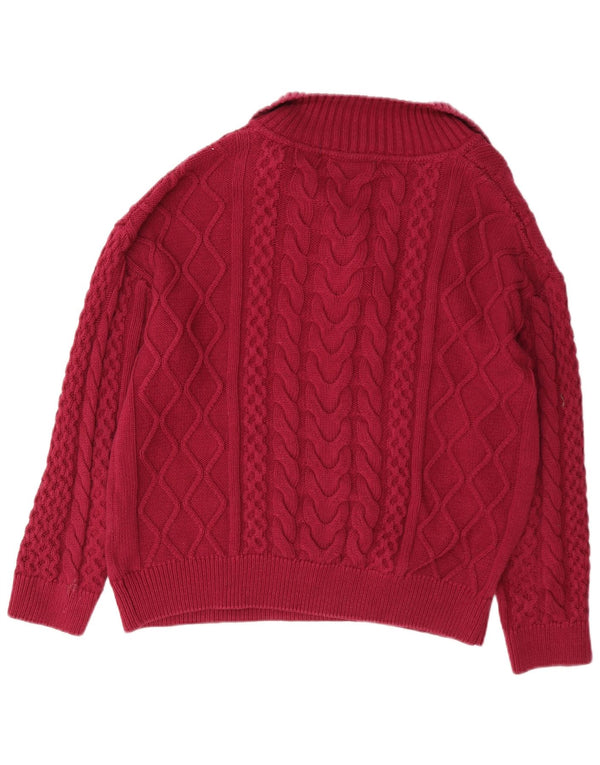 Besætningstøj Dame Polo Neck Jumper Sweater UK 12 Medium Burgundy Bomuld