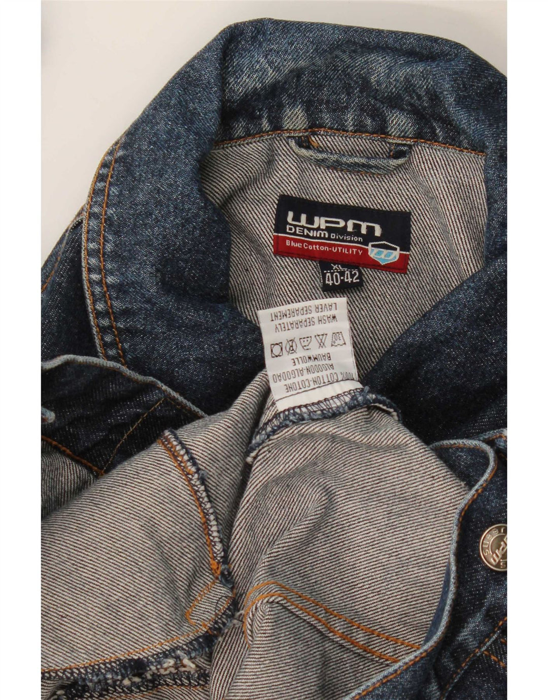 WPM Mens Denim Jacket UK 42 XL Blue Cotton