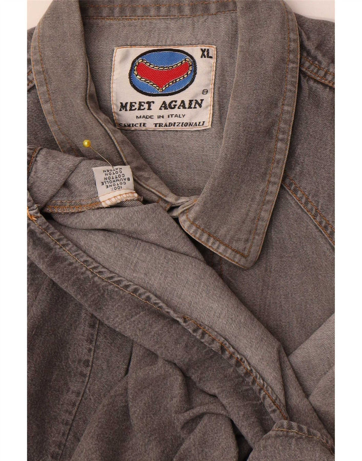 Vintage Mens Denim Shirt XL Grey Cotton