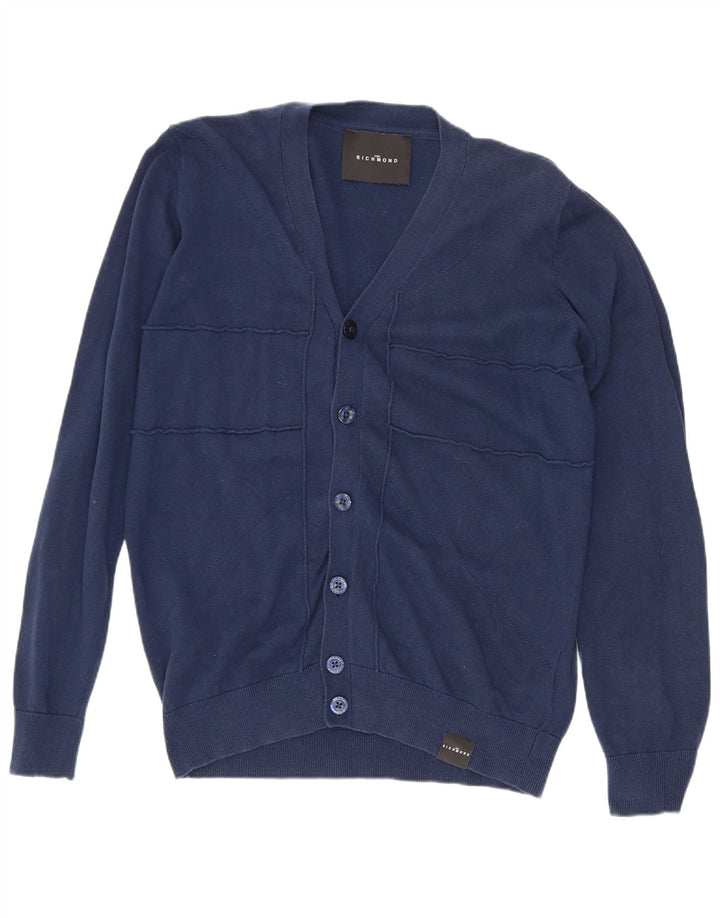 Richmond Mens Cardigan Sweater Small Navy Blue Cotton