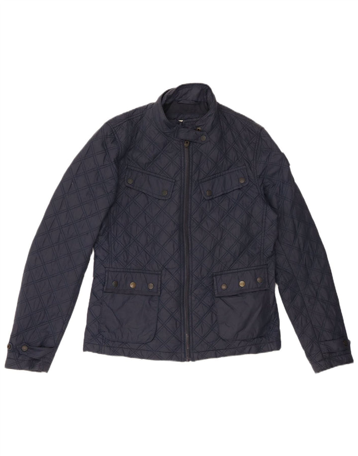 Superdry Womens Quilted Jacket UK 12 Medium Navy Blue
