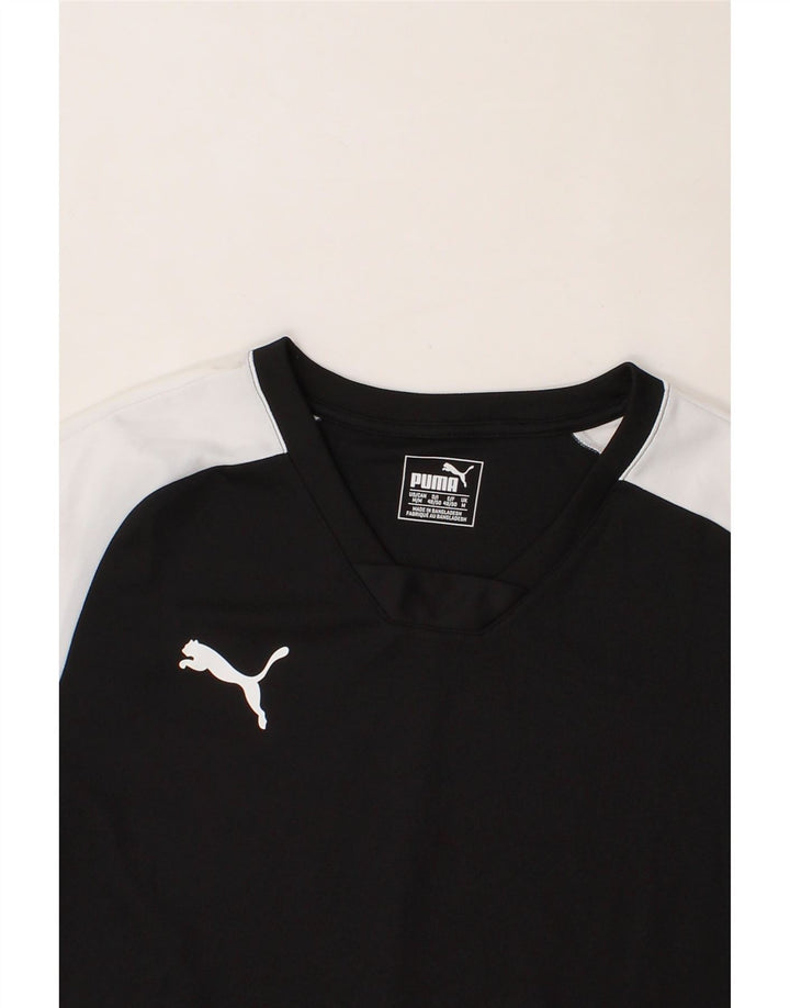 PUMA Mens T-Shirt Top Medium Black Colourblock Polyester Vintage Puma and Second-Hand Puma from Messina Hembry 