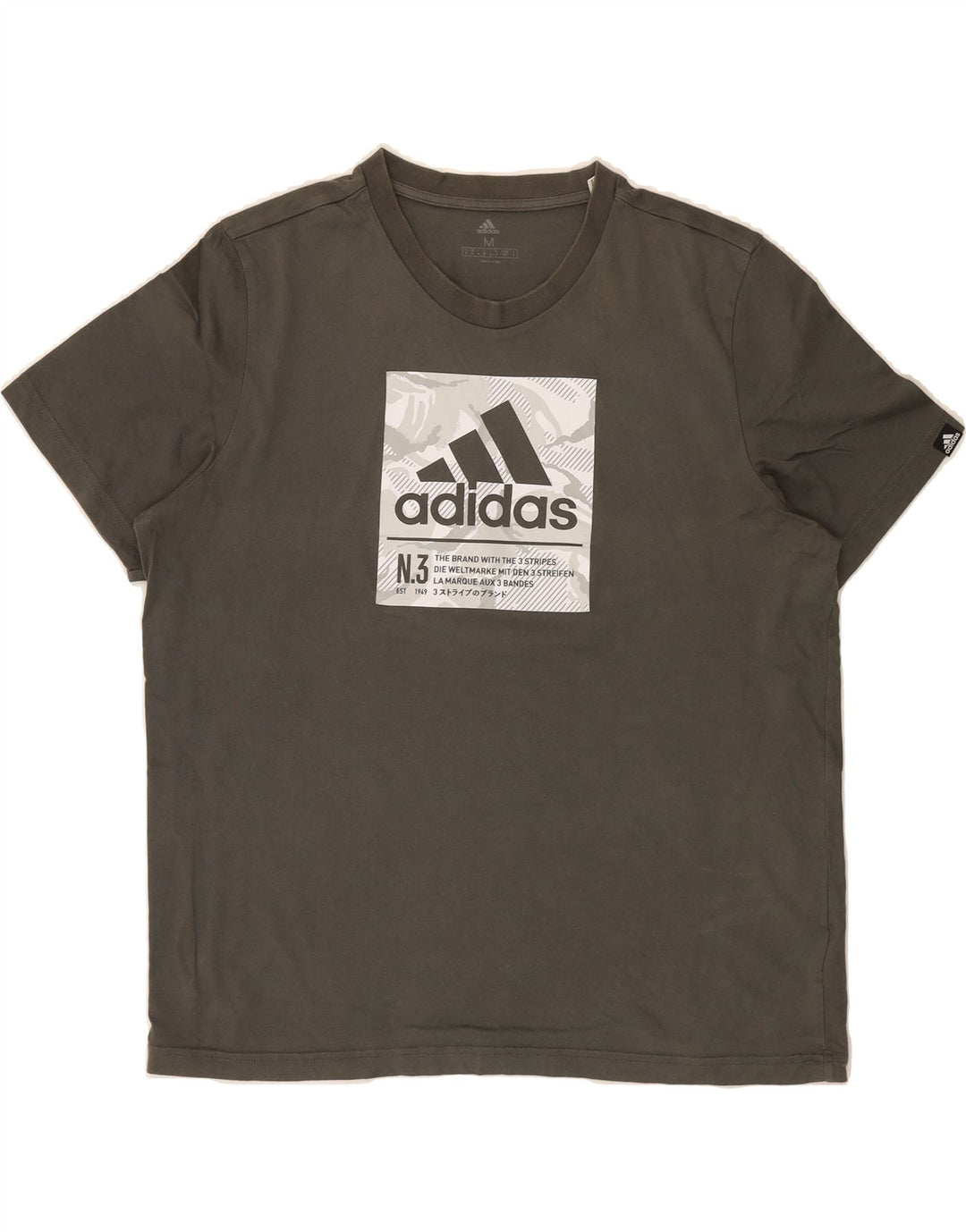 ADIDAS Mens Graphic T-Shirt Top Medium Grey Cotton Vintage Adidas and Second-Hand Adidas from Messina Hembry 