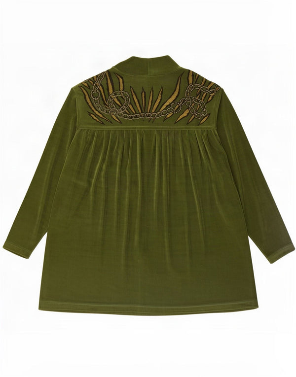 Bluză cămașă supradimensionată pentru femei Piccadilly, cu model abstract, UK 10, verde, mică