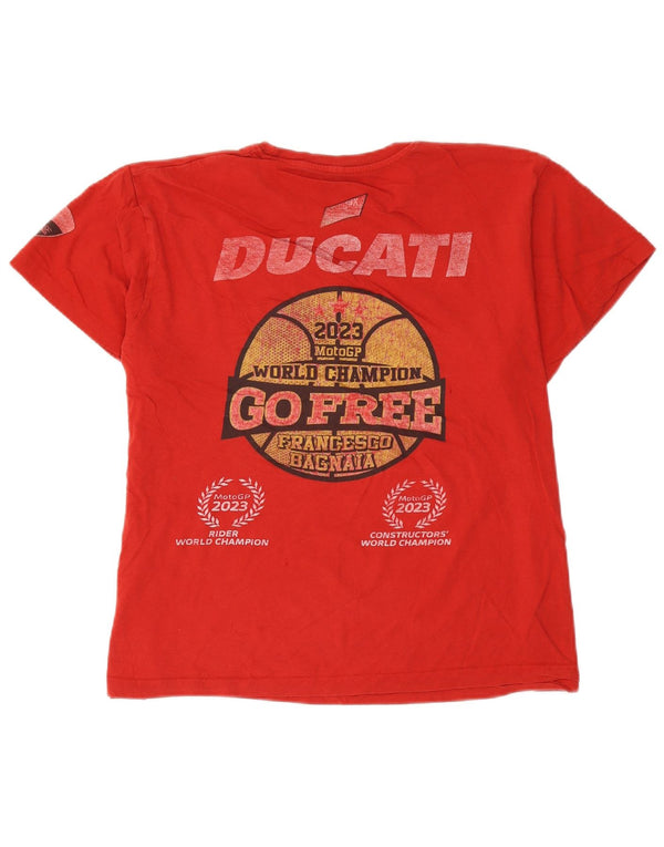 Ducati Dame Grafisk T-Shirt Top UK 18 XL Rød Bomuld