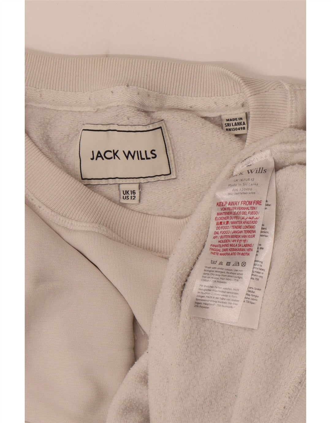 Jack Wills Womens Graphic Oversized Sweatshirt Jumper UK 16 Large White